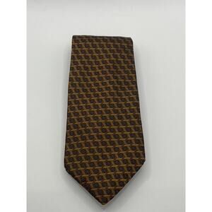 SALVATORE FERRAGAMO Men's Brown Printed Silk Tie SZ OS